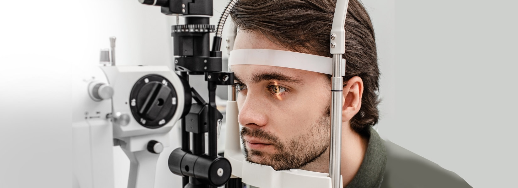 young man during eye exam in Marcy Holmes